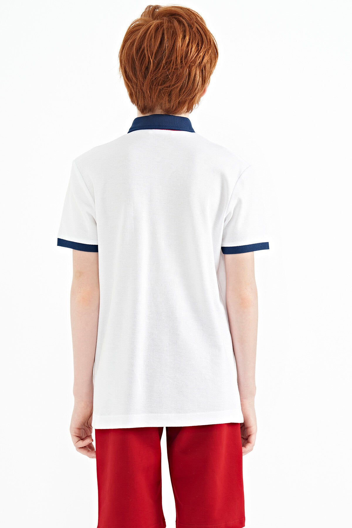 Beyaz Baskı Detaylı Standart Kalıp Polo Yaka Erkek Çocuk T-Shirt - 11154