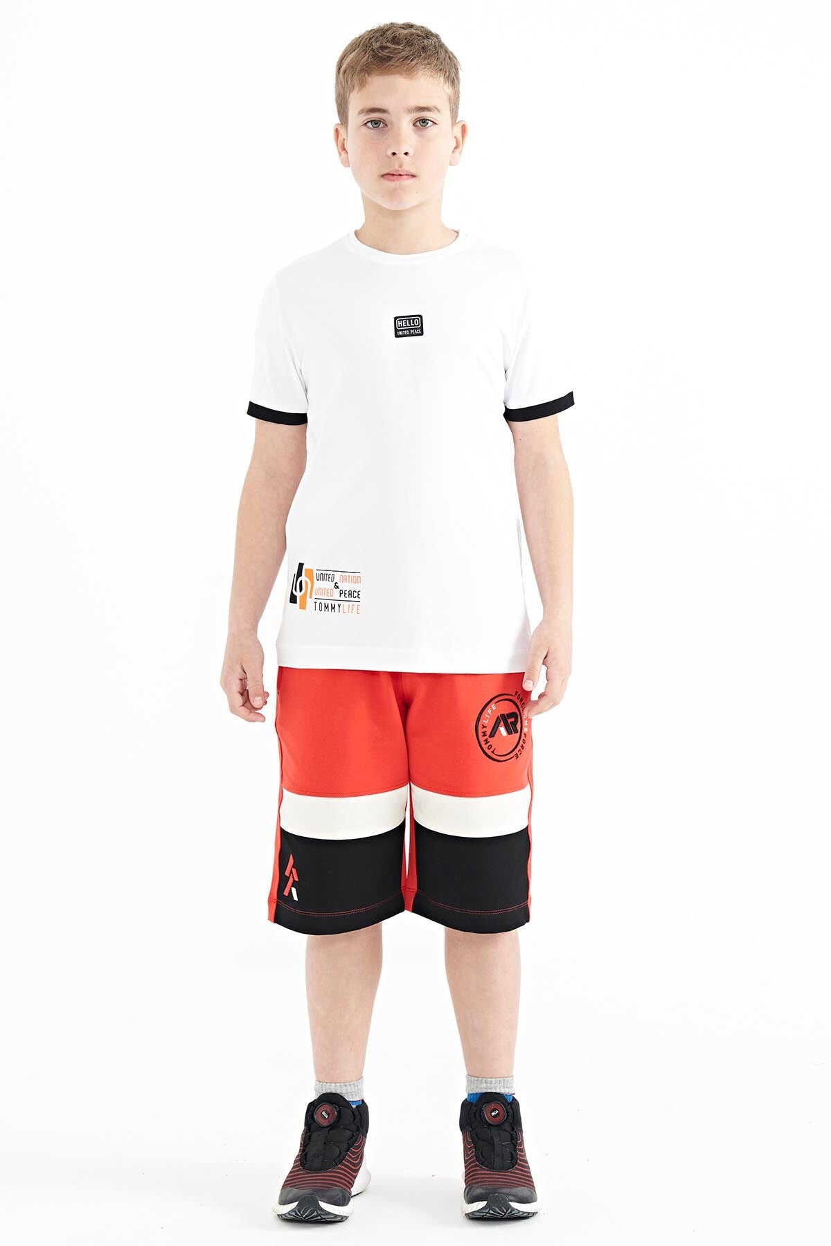 Beyaz Baskılı Standart Kalıp O Yaka Erkek Çocuk T-Shirt - 11097