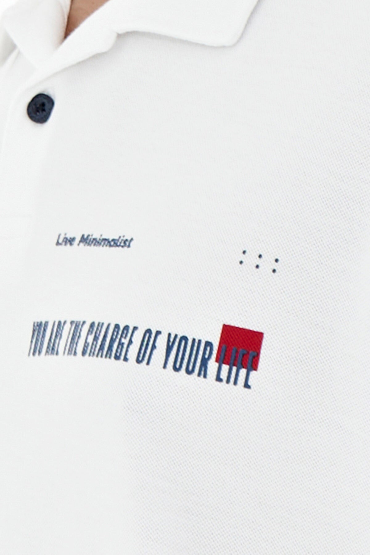 Beyaz Yazı Baskılı Standart Form Polo Yaka Erkek T-shirt - 88236