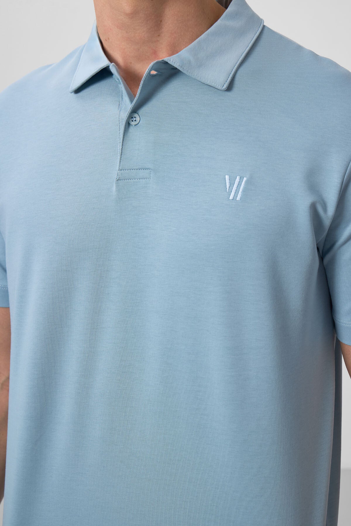 Buz Mavi Standart Kalıp Basic Polo Yaka Erkek T-Shirt - 87768