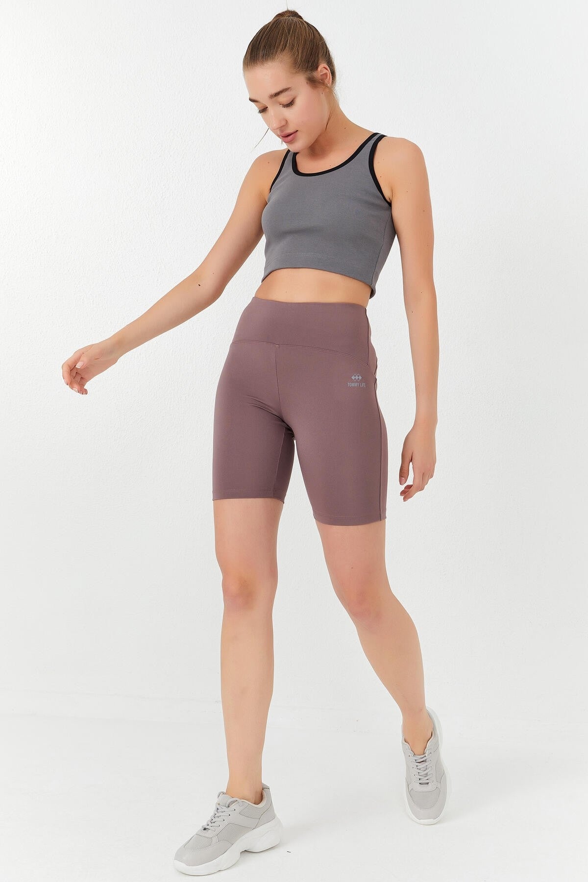 Çağla Basic Sıfır Kol Dar Kalıp U Yaka Kadın Crop Top Atlet - 97162