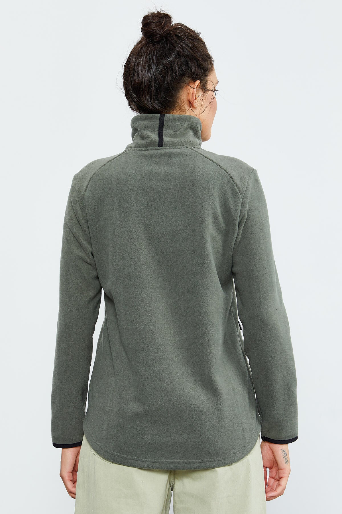 Çağla Dik Yaka Fermuarlı Rahat Form Kadın Polar Sweatshirt - 97173