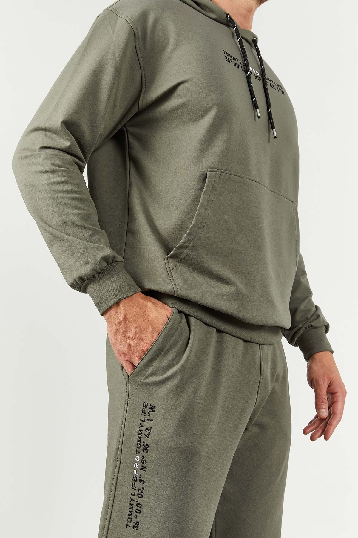 Çağla Kapüşonlu Kanguru Cep Lastik Paça Erkek Oversize Eşofman Takımı - 85117