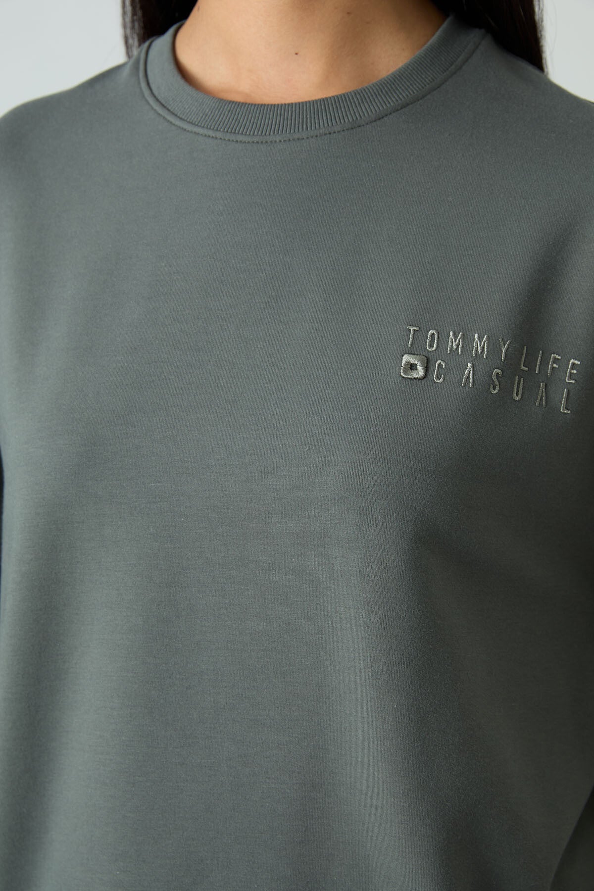 Çağla Basic Pamuklu O Yaka Oversize Lastik Paça Kadın Eşofman Takım - 95287