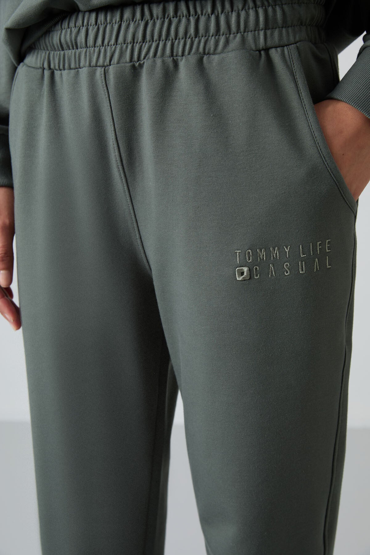 Çağla Basic Pamuklu O Yaka Oversize Lastik Paça Kadın Eşofman Takım - 95287