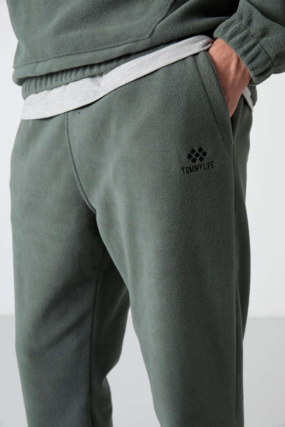 Çağla Yarım Fermuar Dik Yaka Lastik Paça Polar Erkek Eşofman Takımı - 85159