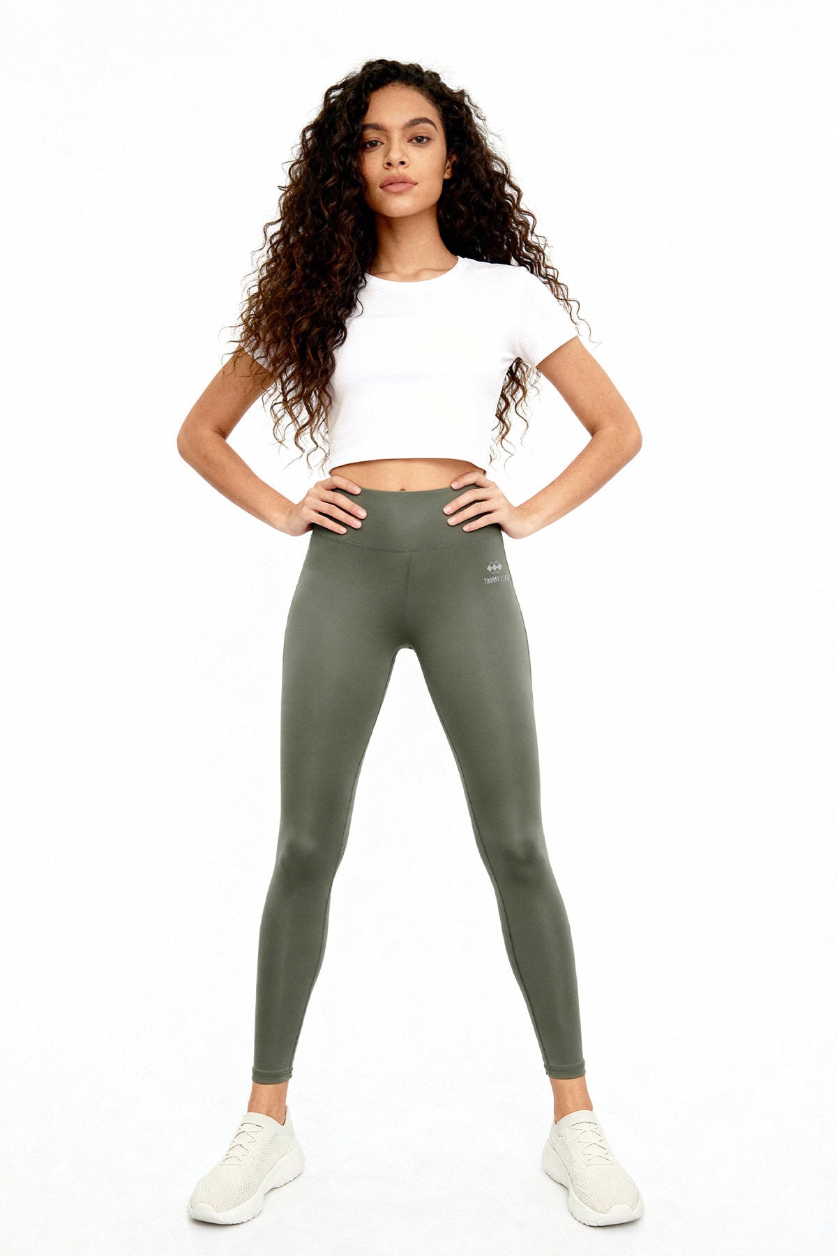 Çağla Yüksek Bel Streç Slim Fit Dar Paça Kadın Tayt - 94545