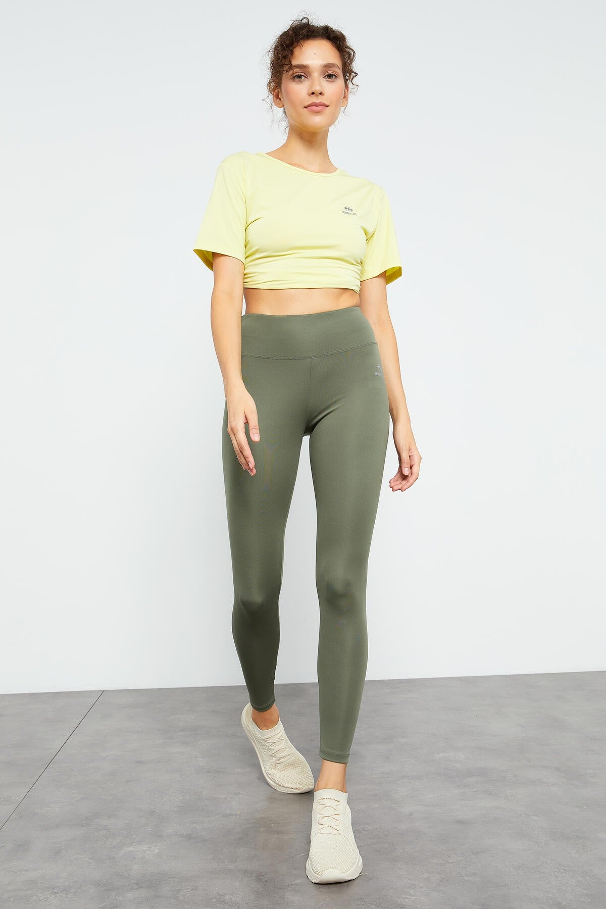 Çağla Yüksek Bel Streç Slim Fit Dar Paça Kadın Tayt - 94545