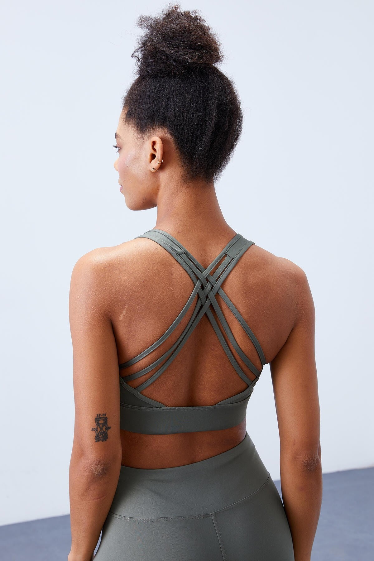 Çağla Yüksek Bel Toparlayıcı Çapraz Sırt Detaylı Slim Fit Kadın Tayt Takım - 95283