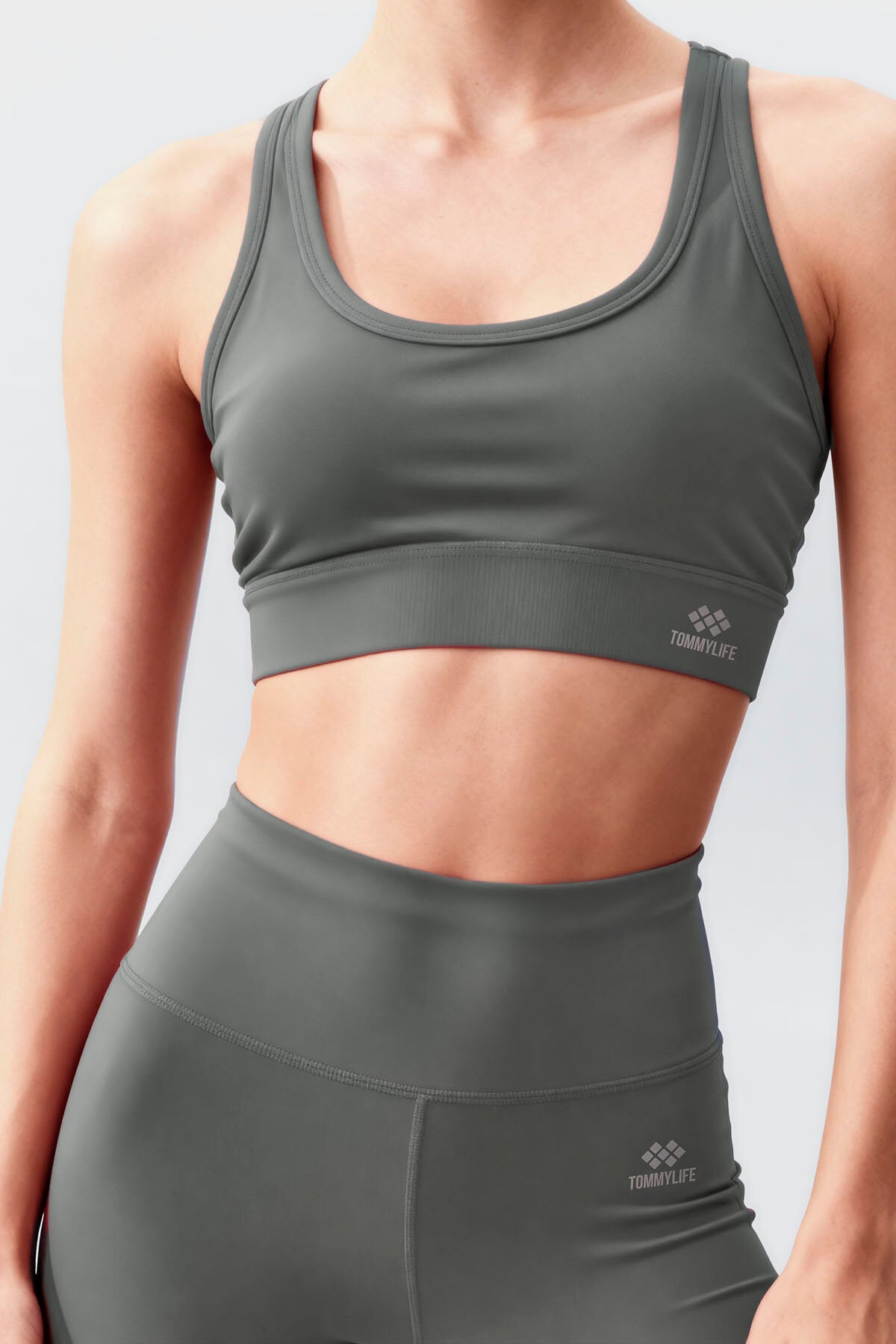 Çağla Yüksek Bel Toparlayıcı Çapraz Sırt Detaylı Slim Fit Kadın Tayt Takım - 95283