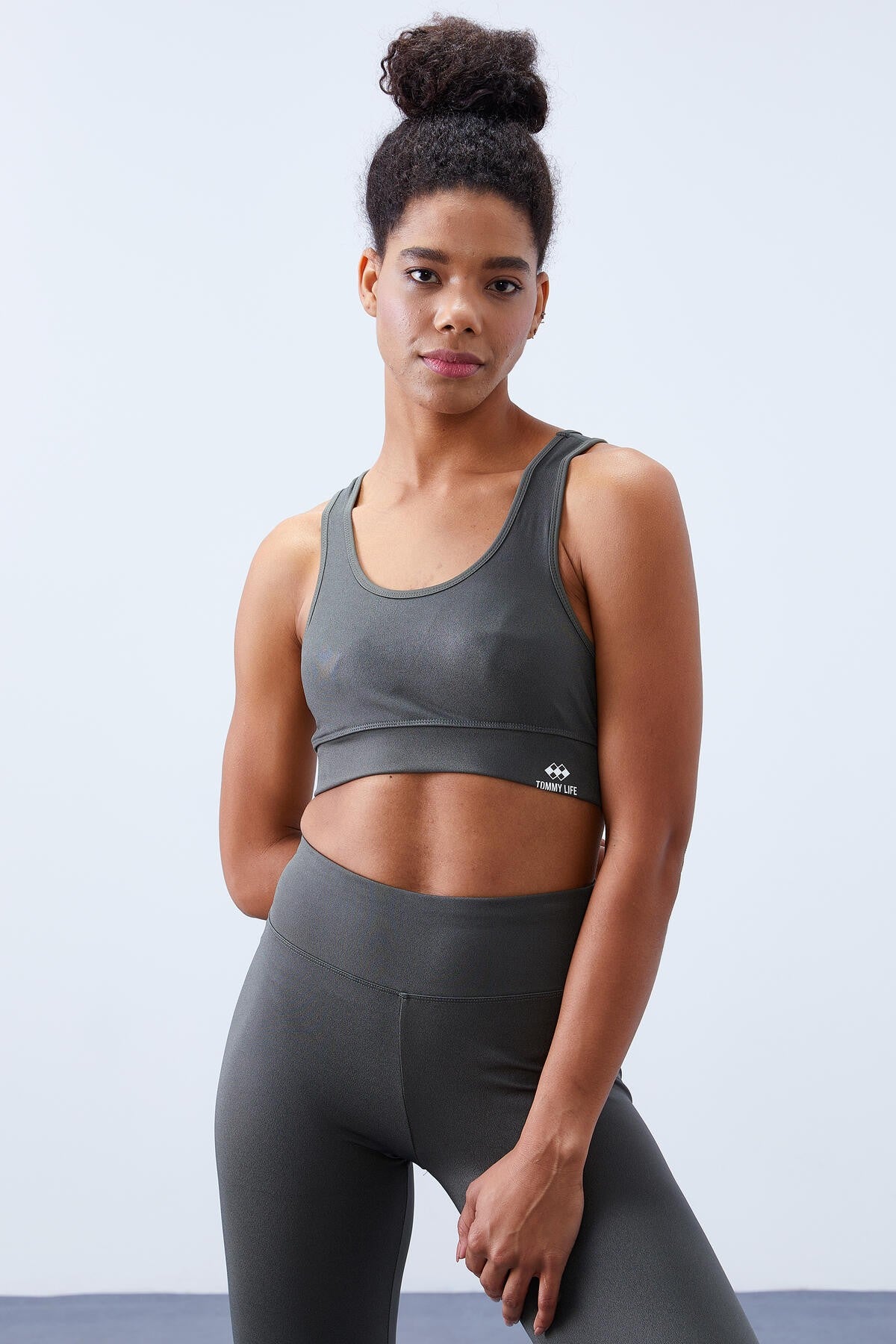 Çağla Yüksek Bel Toparlayıcılı Sırt Detaylı Slim Fit Büstiyer Kadın Tayt Takım - 95281