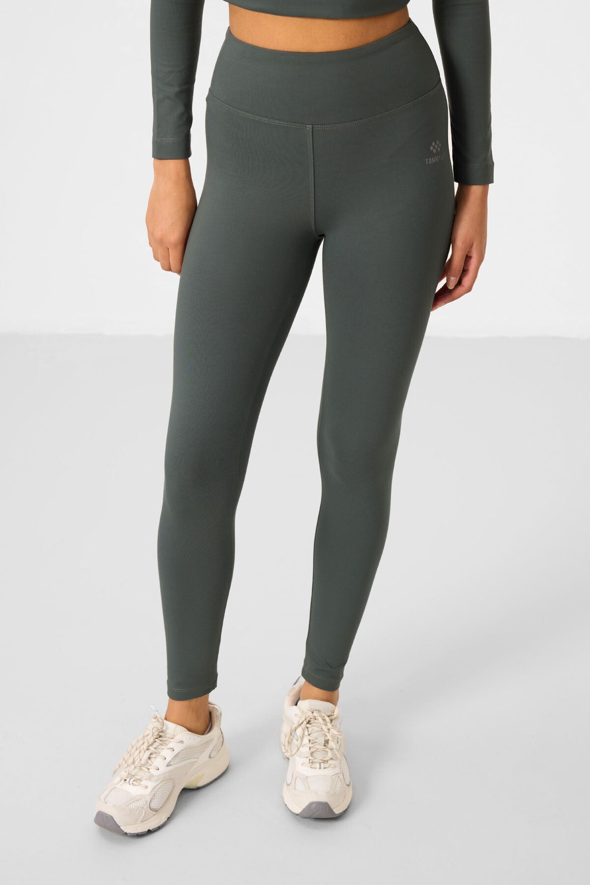 Çağla Yüksek Bel Uzun Kollu Slim Fit Crop Top Kadın Tayt Takım - 95286