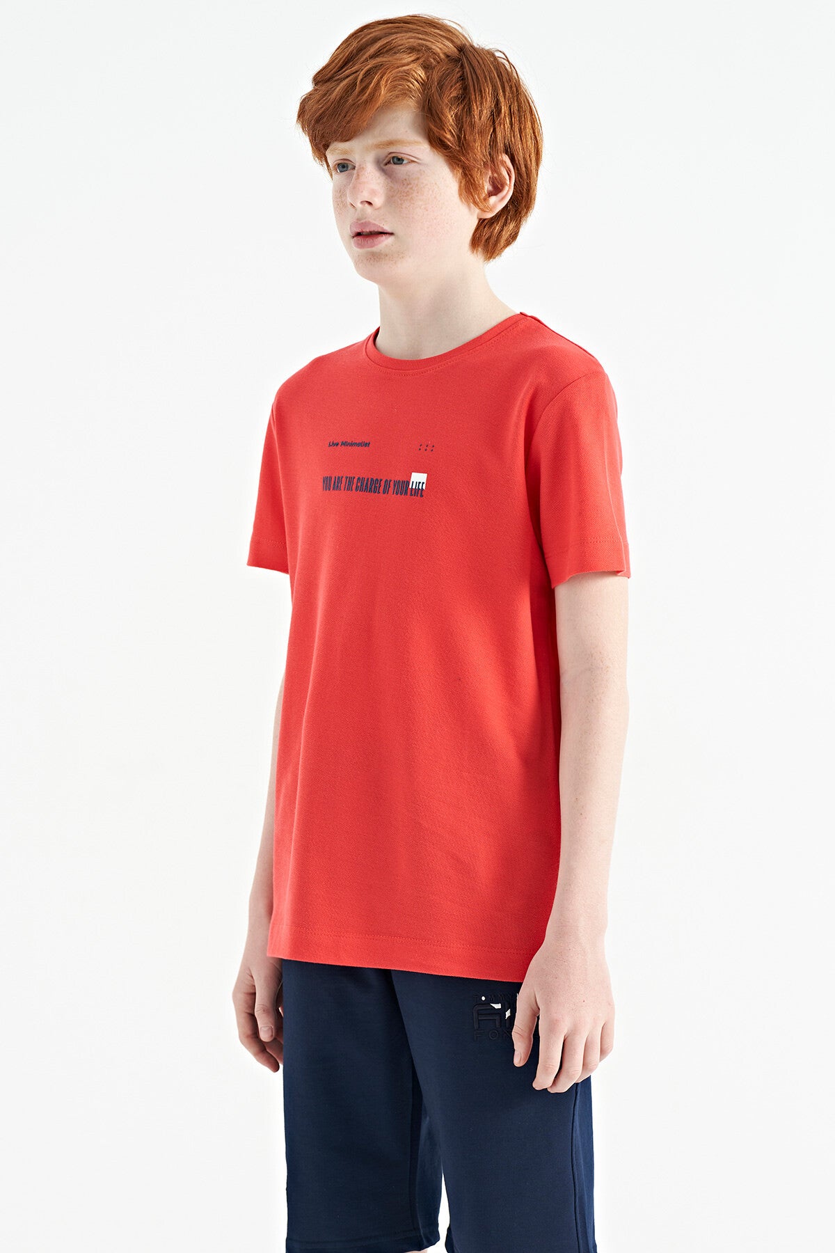 Coral Baskı Detaylı O Yaka Standart Kalıp Erkek Çocuk T-Shirt - 11117
