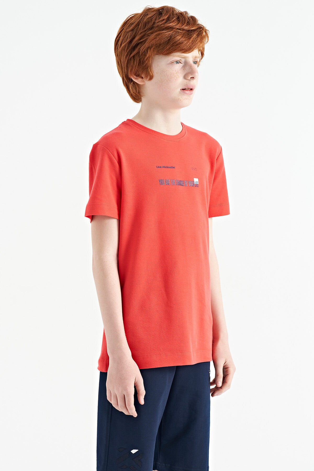 Coral Baskı Detaylı O Yaka Standart Kalıp Erkek Çocuk T-Shirt - 11117