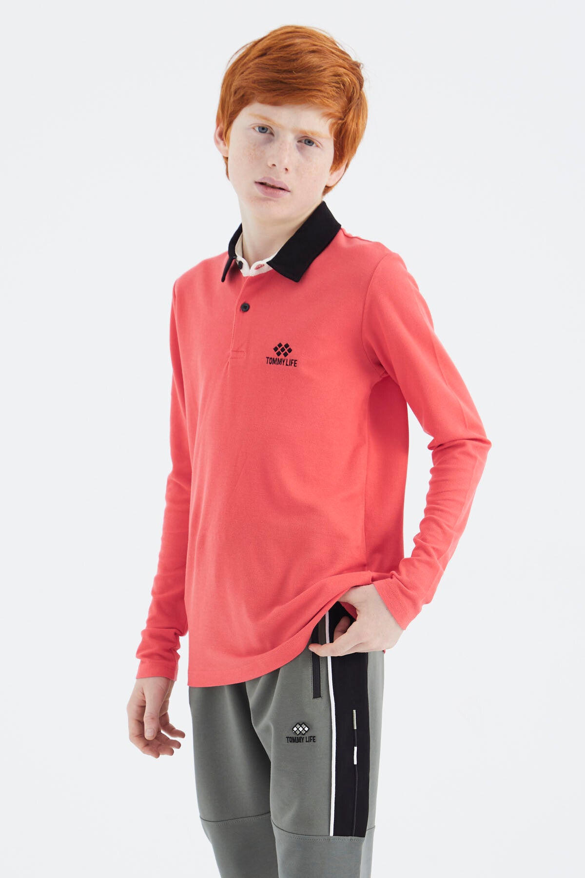 Coral Polo Yaka Basic Erkek Çocuk T-Shirt - 11171