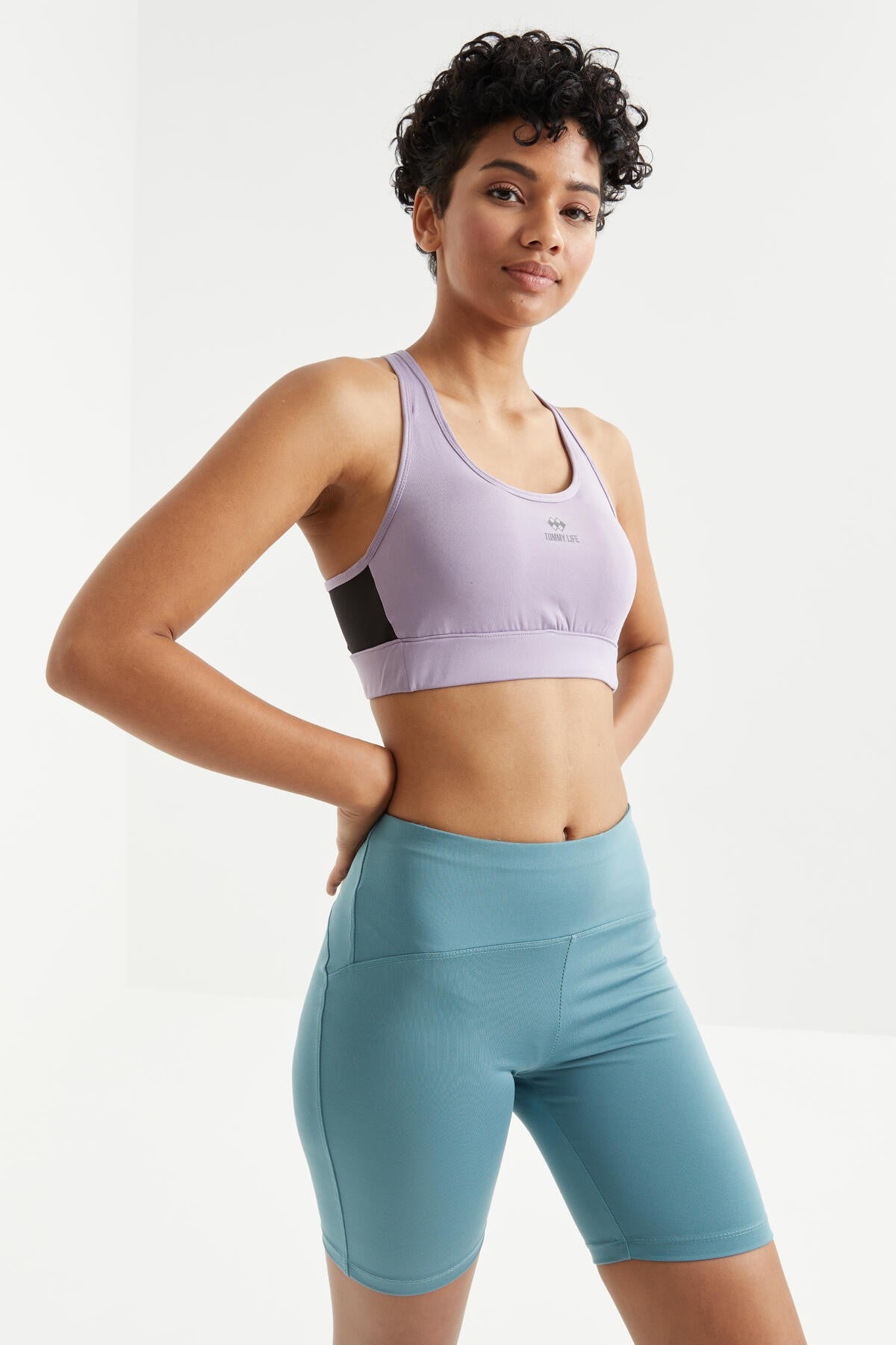 Eflatun Çapraz Sırt Detaylı Slim Fit U Yaka Pedli Kadın Spor Büstiyer - 97121