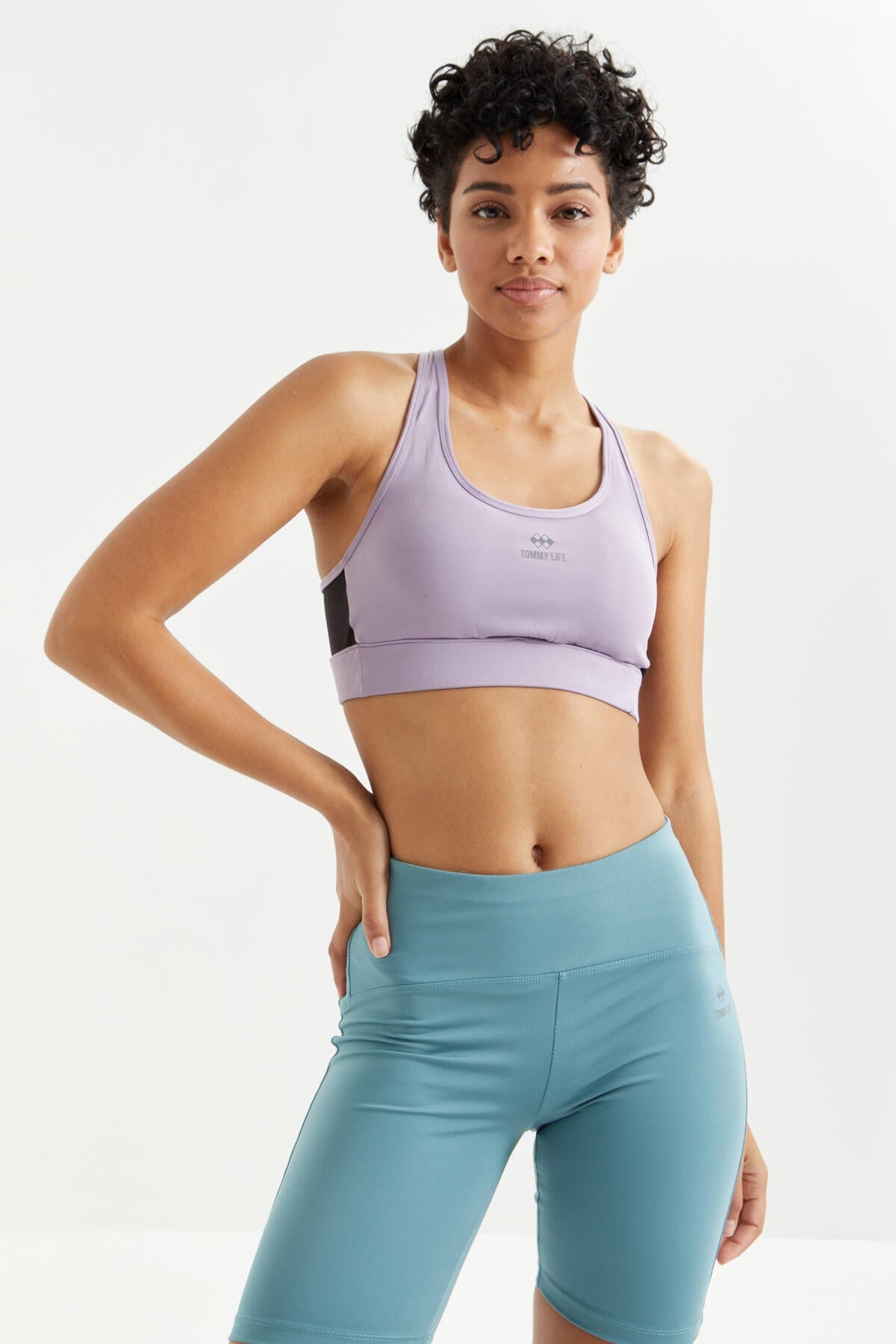 Eflatun Çapraz Sırt Detaylı Slim Fit U Yaka Pedli Kadın Spor Büstiyer - 97121