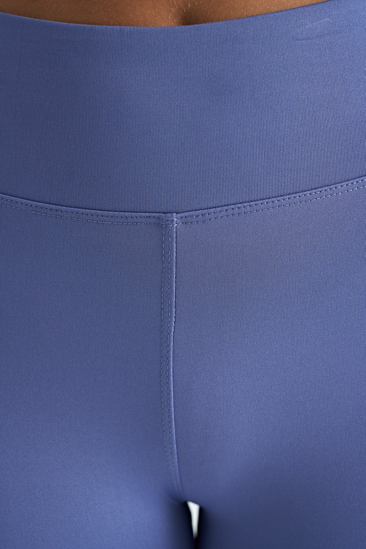 Eflatun Logo Baskı Detaylı Yüksek Bel Dalgıç Kumaş Slim Fit Kadın Tayt - 94627