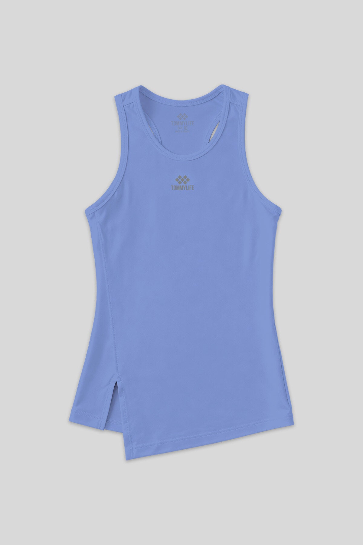 Eflatun Yırtmaç Detaylı O Yaka Sıfır Kollu Standart Kalıp Kadın Spor Atlet - 97256