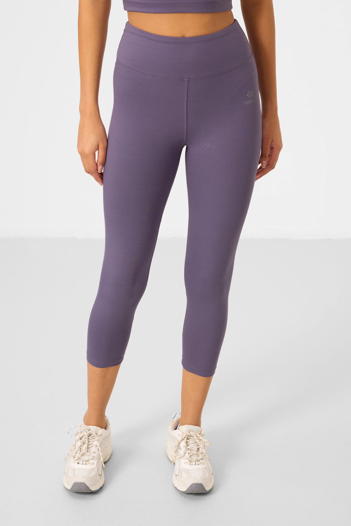 Eflatun Yüksek Bel Kapri-Crop T-Shirt Slim Fit Kadın Tayt Takım - 95285