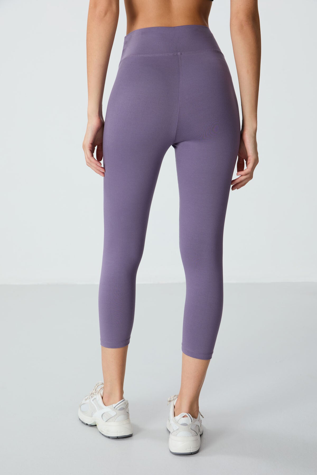 Eflatun Yüksek Bel Slim Fit Dar Paça Kadın Kapri Tayt - 93097