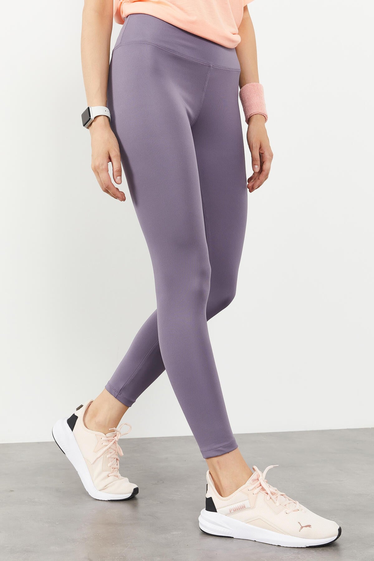 Eflatun Yüksek Bel Streç Slim Fit Dar Paça Kadın Tayt - 94545