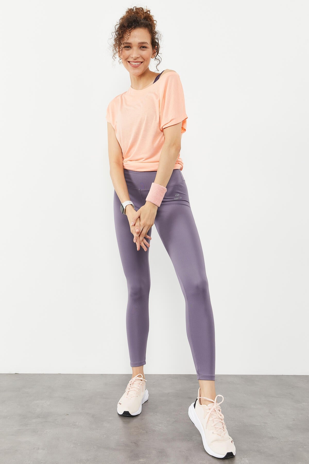 Eflatun Yüksek Bel Streç Slim Fit Dar Paça Kadın Tayt - 94545