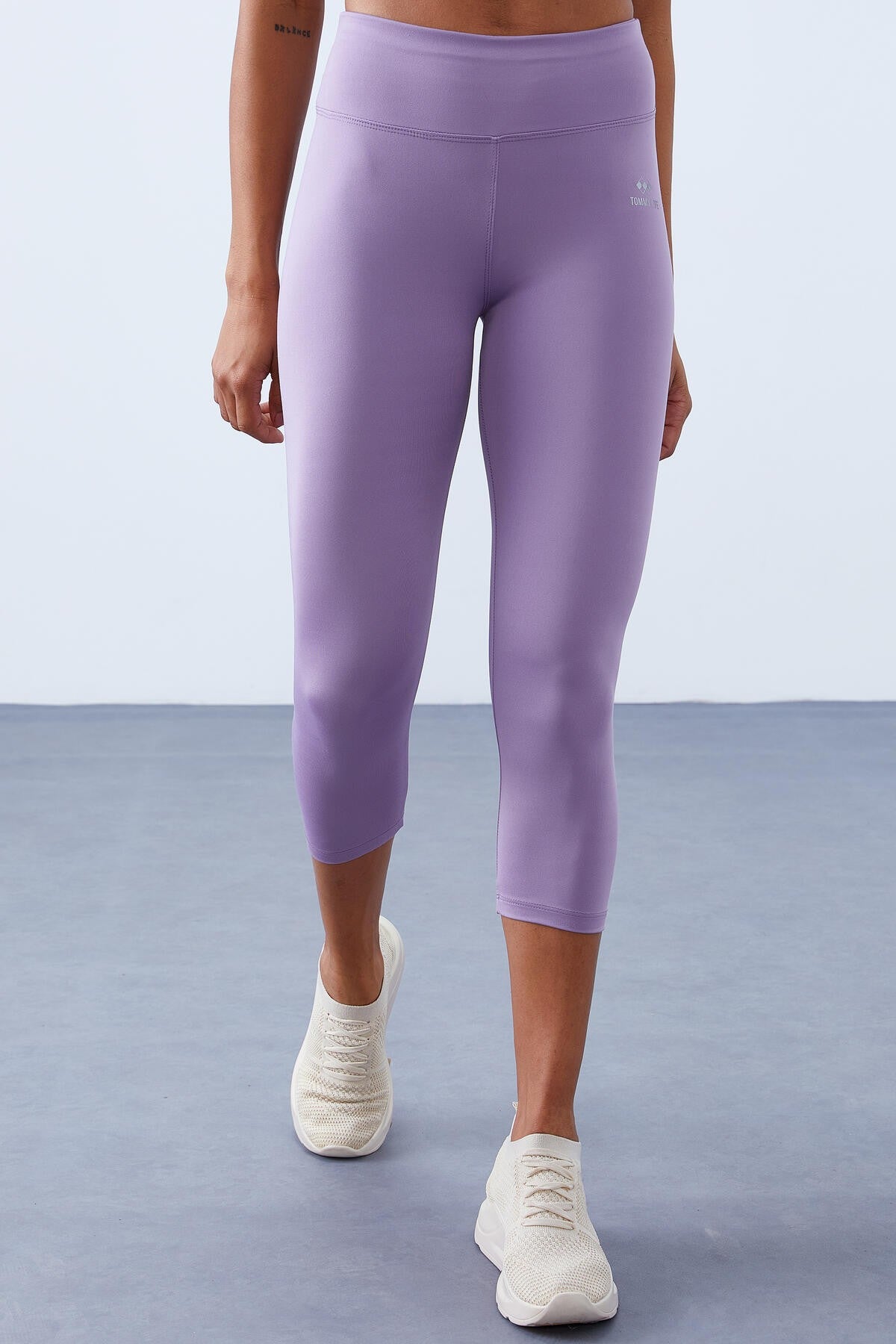 Eflatun Yüksek Bel Toparlayıcı Çapraz Sırt Detaylı Slim Fit Kadın Tayt Takım - 95283