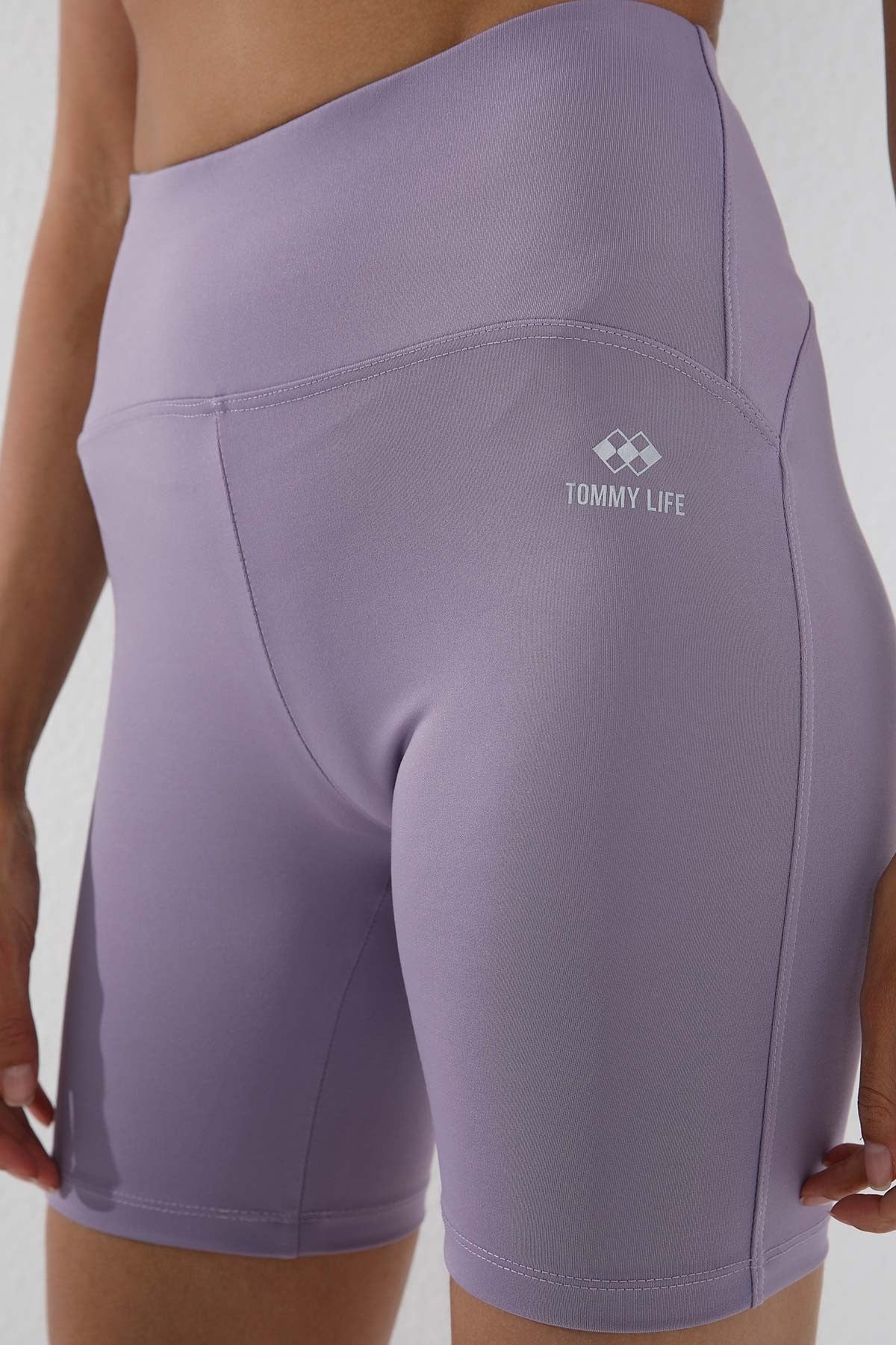 Eflatun Yüksek Bel Toparlayıcı Kısa Biker Kadın Tayt - 91007