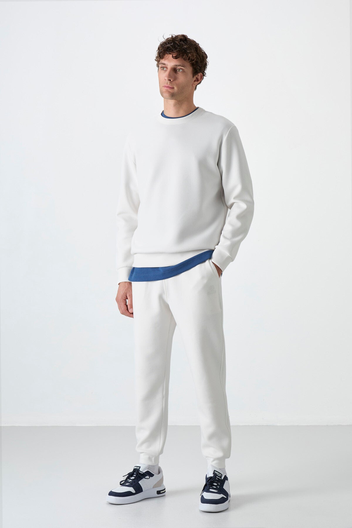 Ekru Bağcıklı Dar Paça Erkek Eşofman Alt - 84999