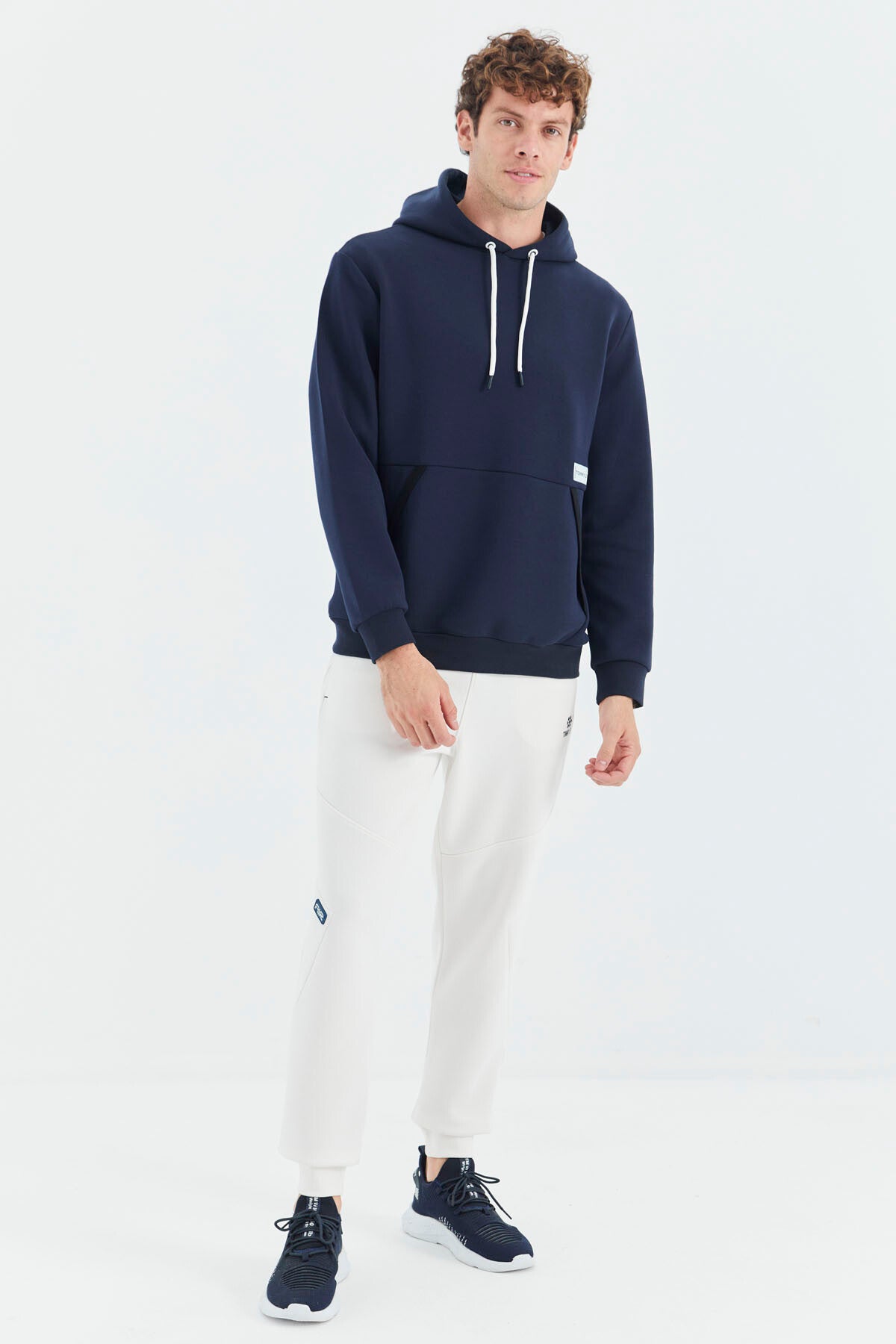 Ekru Bağcıklı Şerit Detaylı Rahat Kalıp Erkek Eşofman Alt - 82100