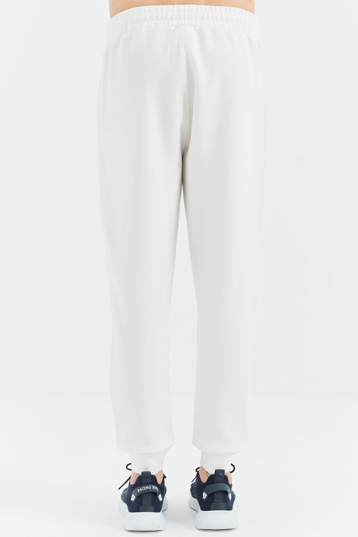 Ekru Bağcıklı Şerit Detaylı Rahat Kalıp Erkek Eşofman Alt - 82100