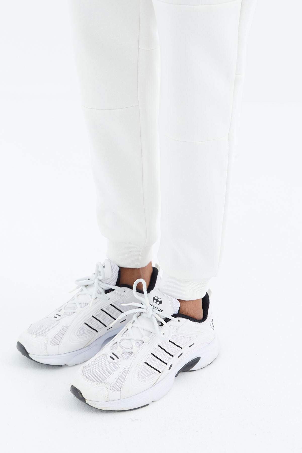 Ekru Bağcıklı Şerit Detaylı Rahat Kalıp Erkek Eşofman Alt - 82106