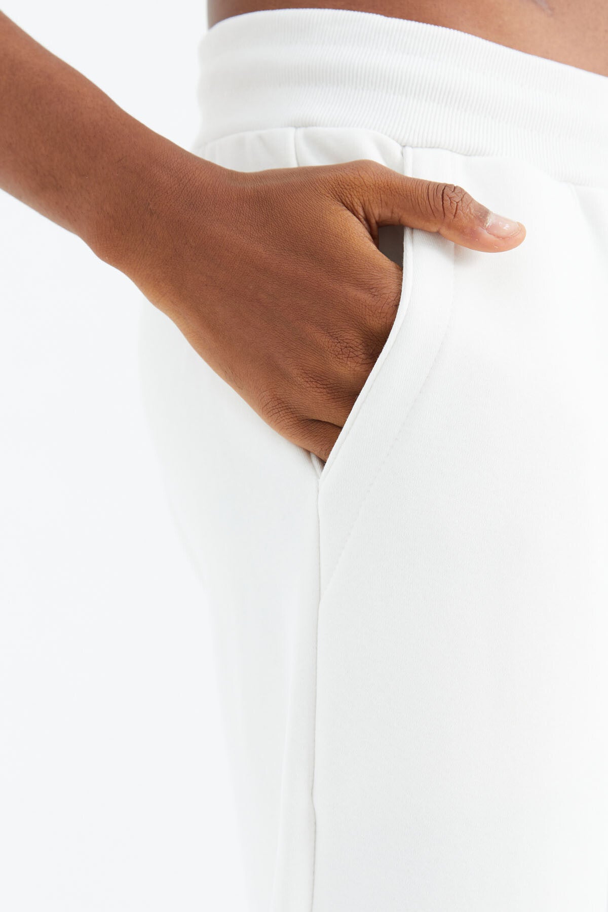 Ekru Bağcıklı Şerit Detaylı Rahat Kalıp Erkek Eşofman Alt - 82106