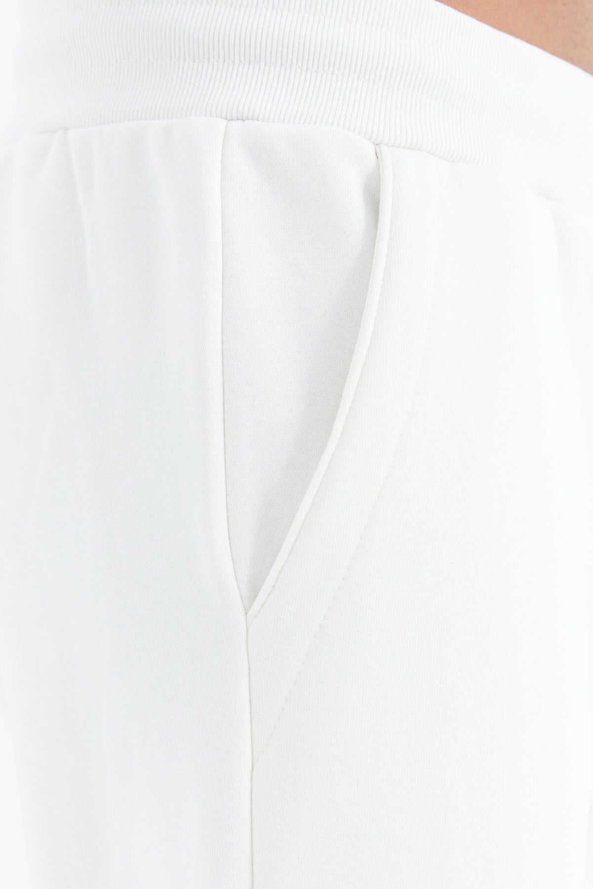 Ekru Bağcıklı Şerit Detaylı Rahat Kalıp Erkek Eşofman Alt - 82106