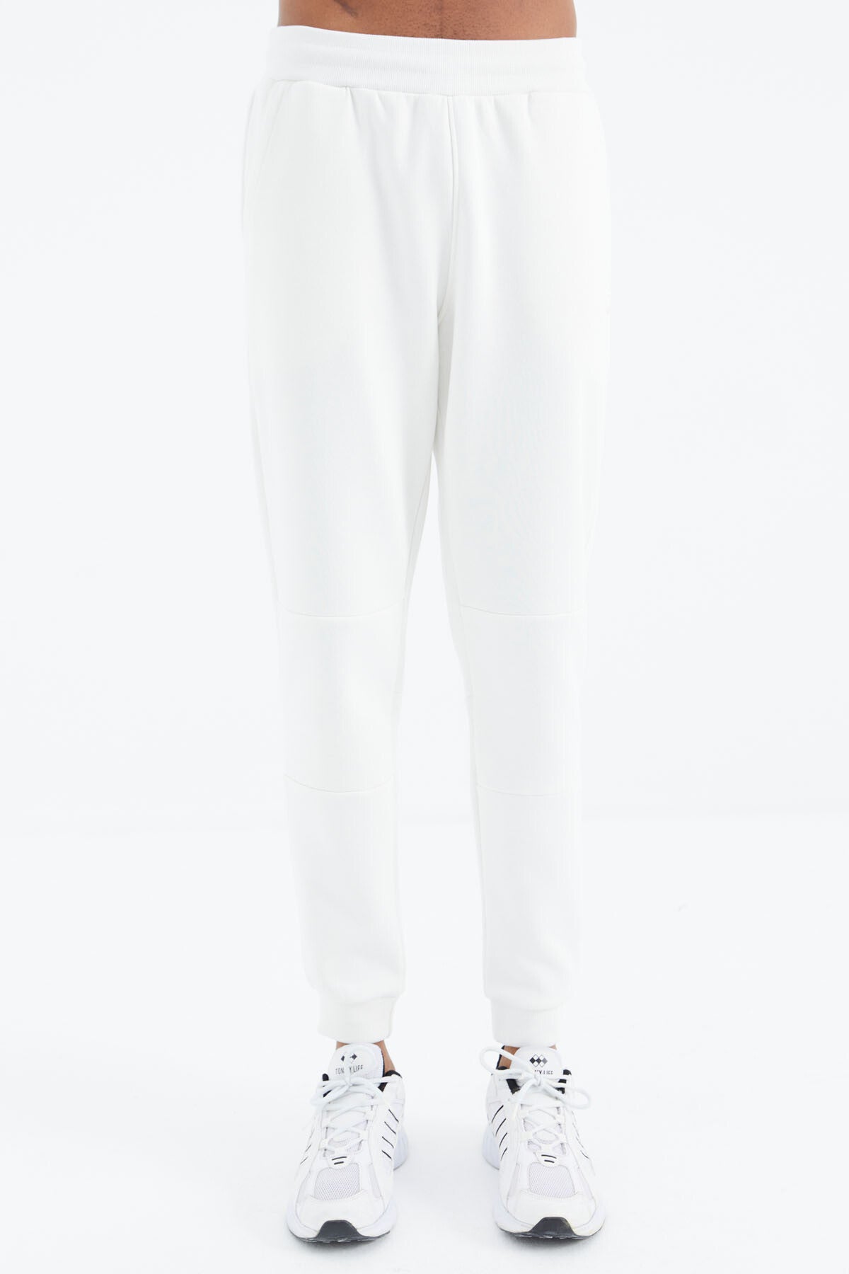 Ekru Bağcıklı Şerit Detaylı Rahat Kalıp Erkek Eşofman Alt - 82106