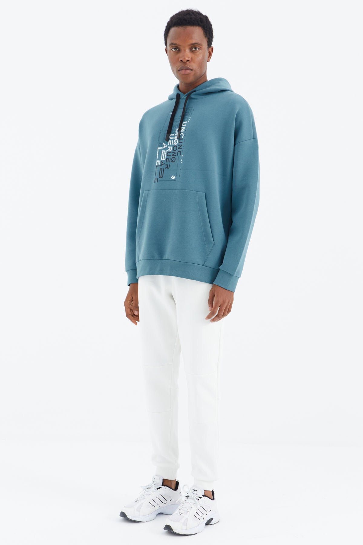 Ekru Bağcıklı Şerit Detaylı Rahat Kalıp Erkek Eşofman Alt - 82106