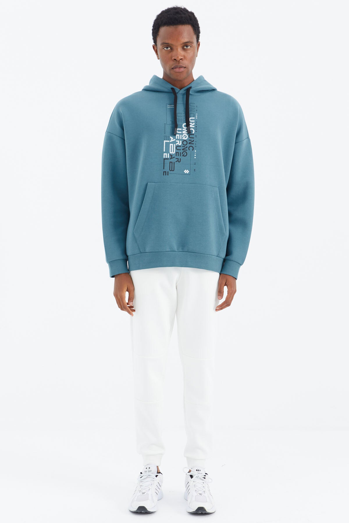 Ekru Bağcıklı Şerit Detaylı Rahat Kalıp Erkek Eşofman Alt - 82106