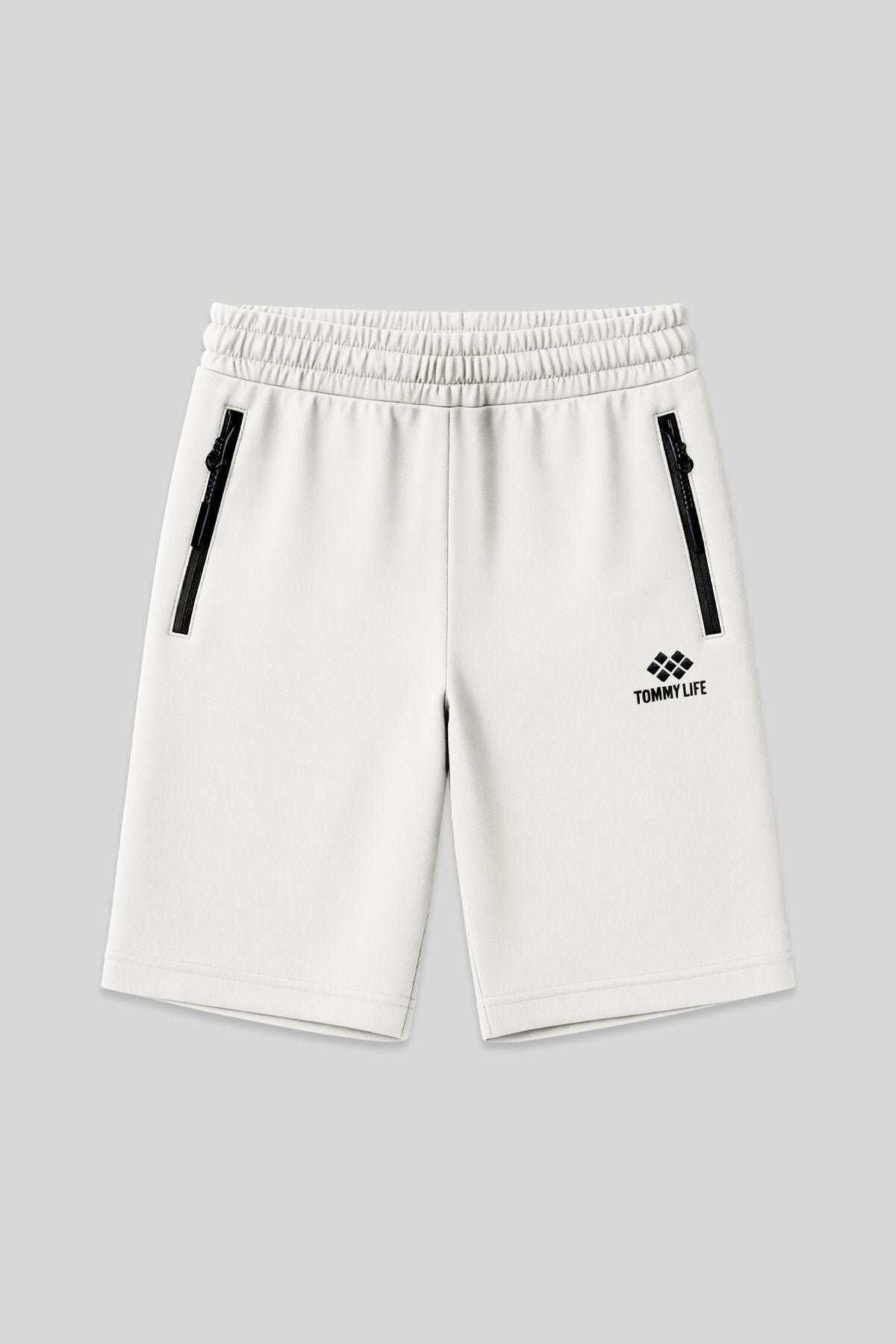 Ekru Gizli Fermuar Arka Cepli Bağcıklı Standart Kalıp Erkek Şort - 81136