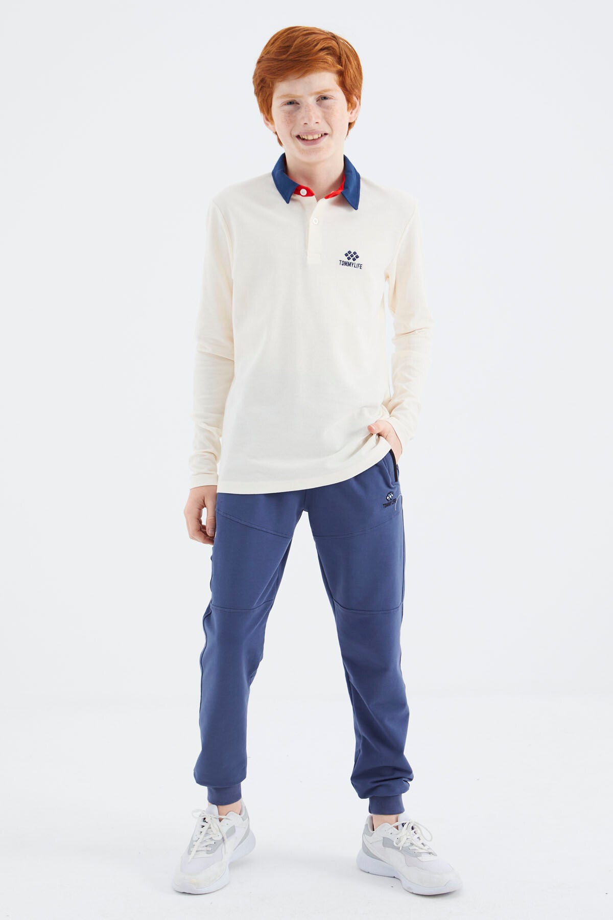 Ekru Polo Yaka Basic Erkek Çocuk T-Shirt - 11171