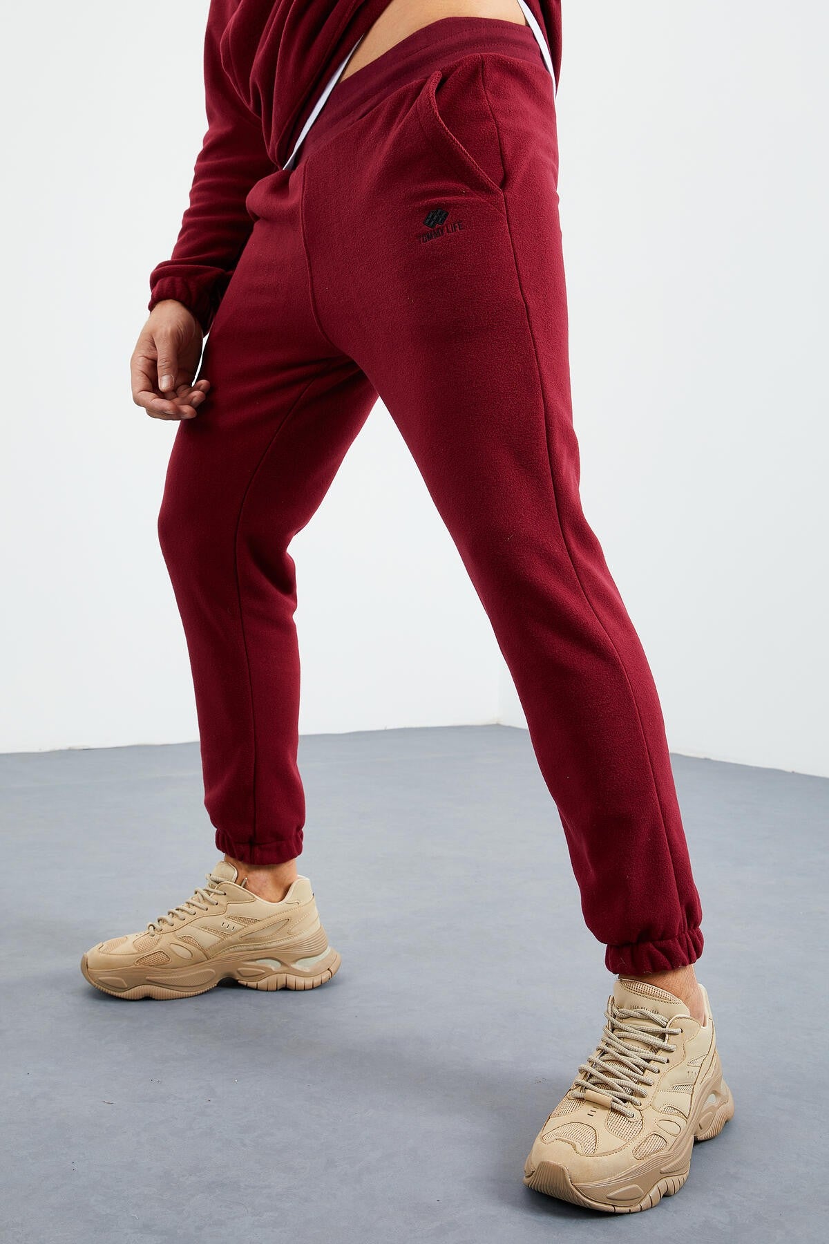 Erguvan Yarım Fermuar Dik Yaka Lastik Paça Polar Erkek Eşofman Takımı - 85159