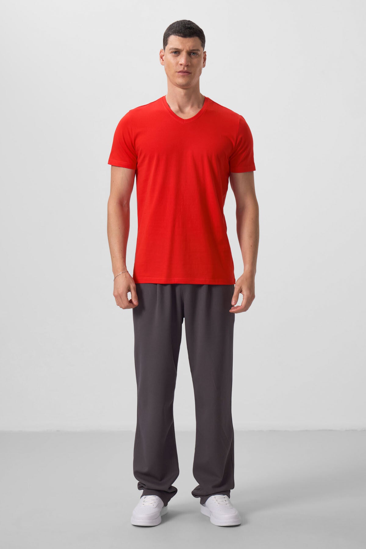 Fiesta Basic Kısa Kol Standart Kalıp V Yaka Erkek T-Shirt - 87912