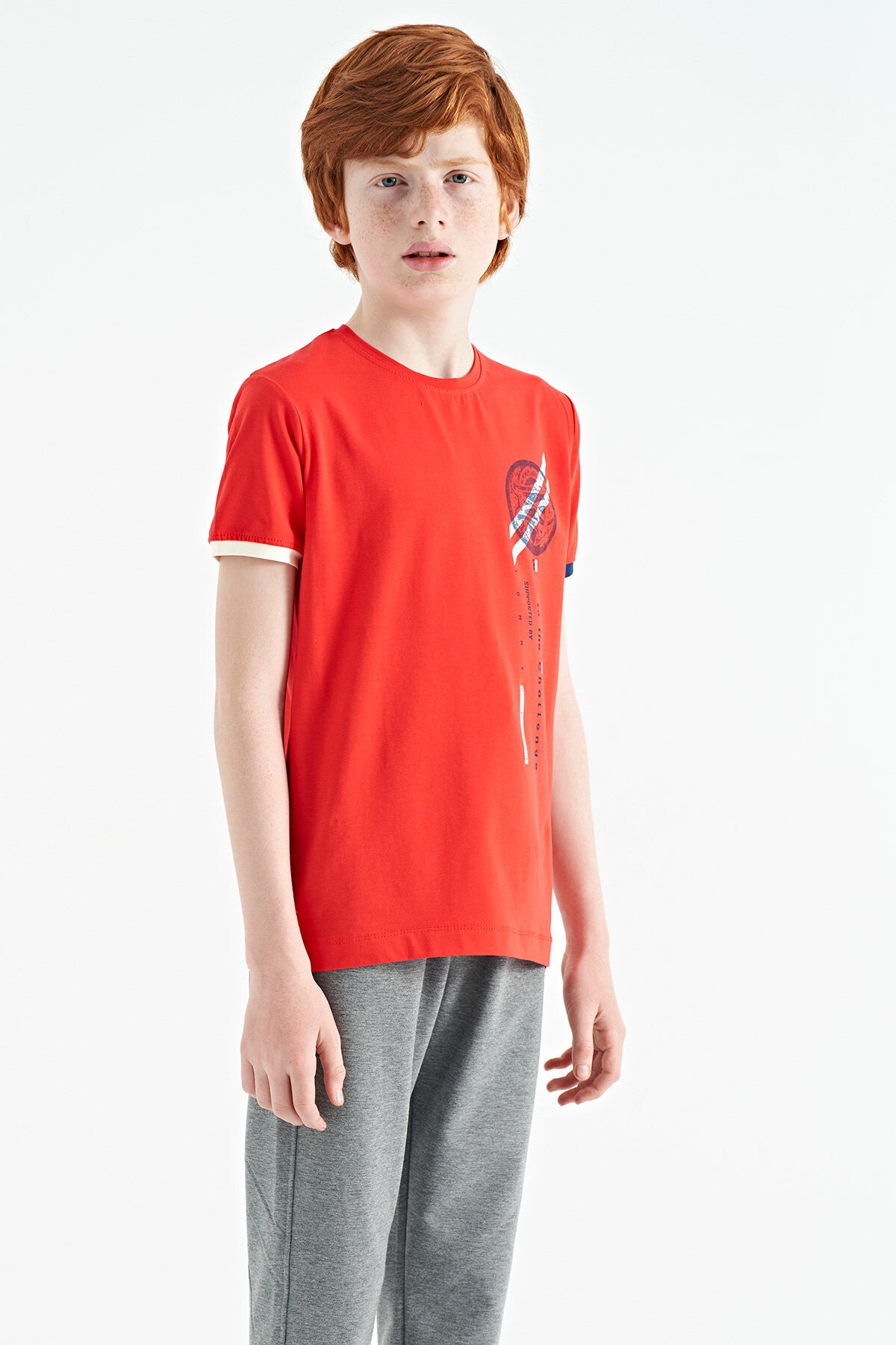Fiesta Baskı Detaylı O Yaka Standart Kalıp Erkek Çocuk T-Shirt - 11131