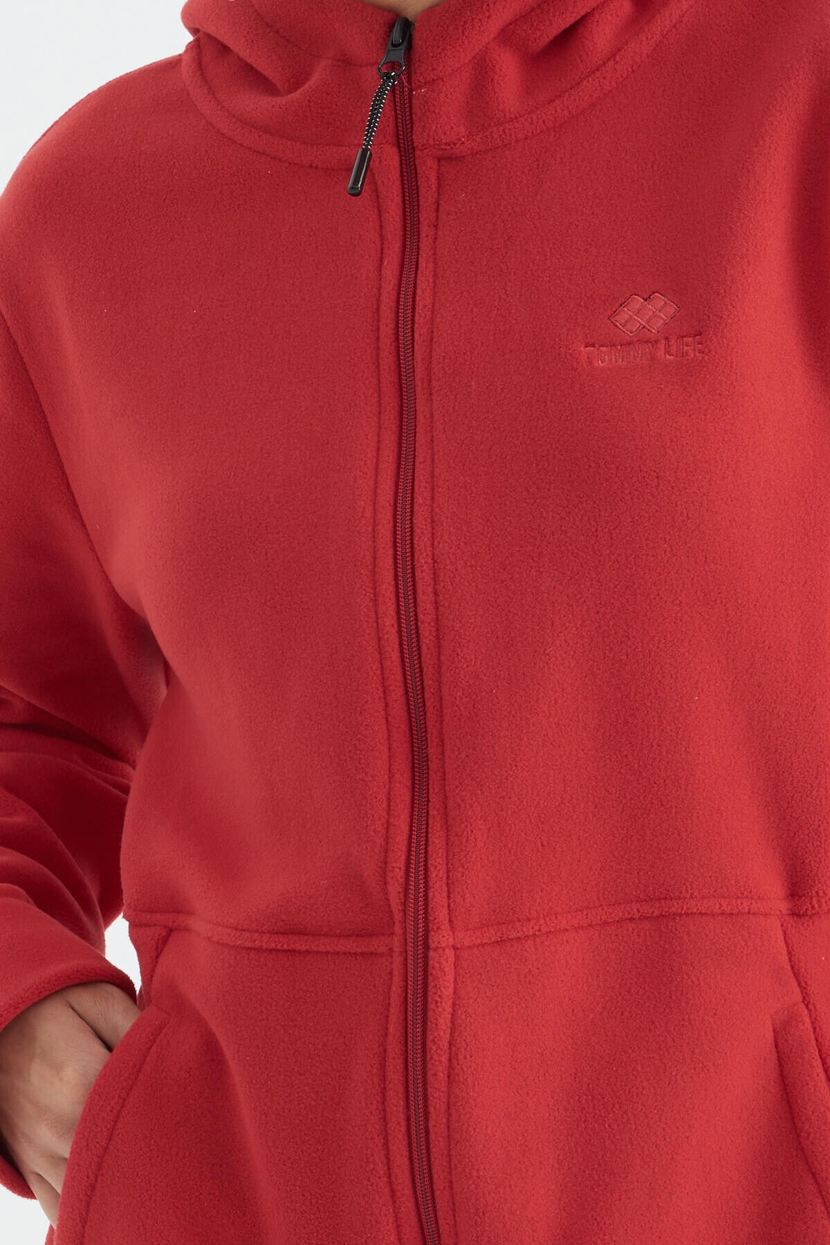 Fiesta Kapüşonlu Fermuarlı Rahat Form Kadın Polar Sweatshirt - 97233