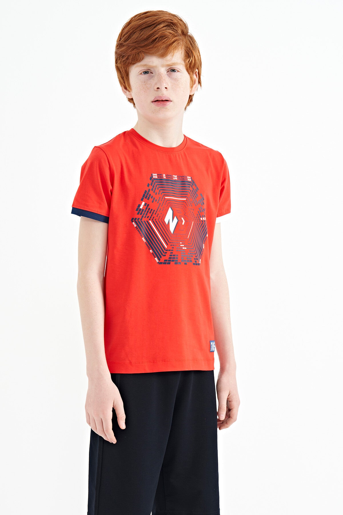 Fiesta Kol Ucu Renkli Detaylı Baskılı Standart Kalıp Erkek Çocuk T-Shirt - 11156