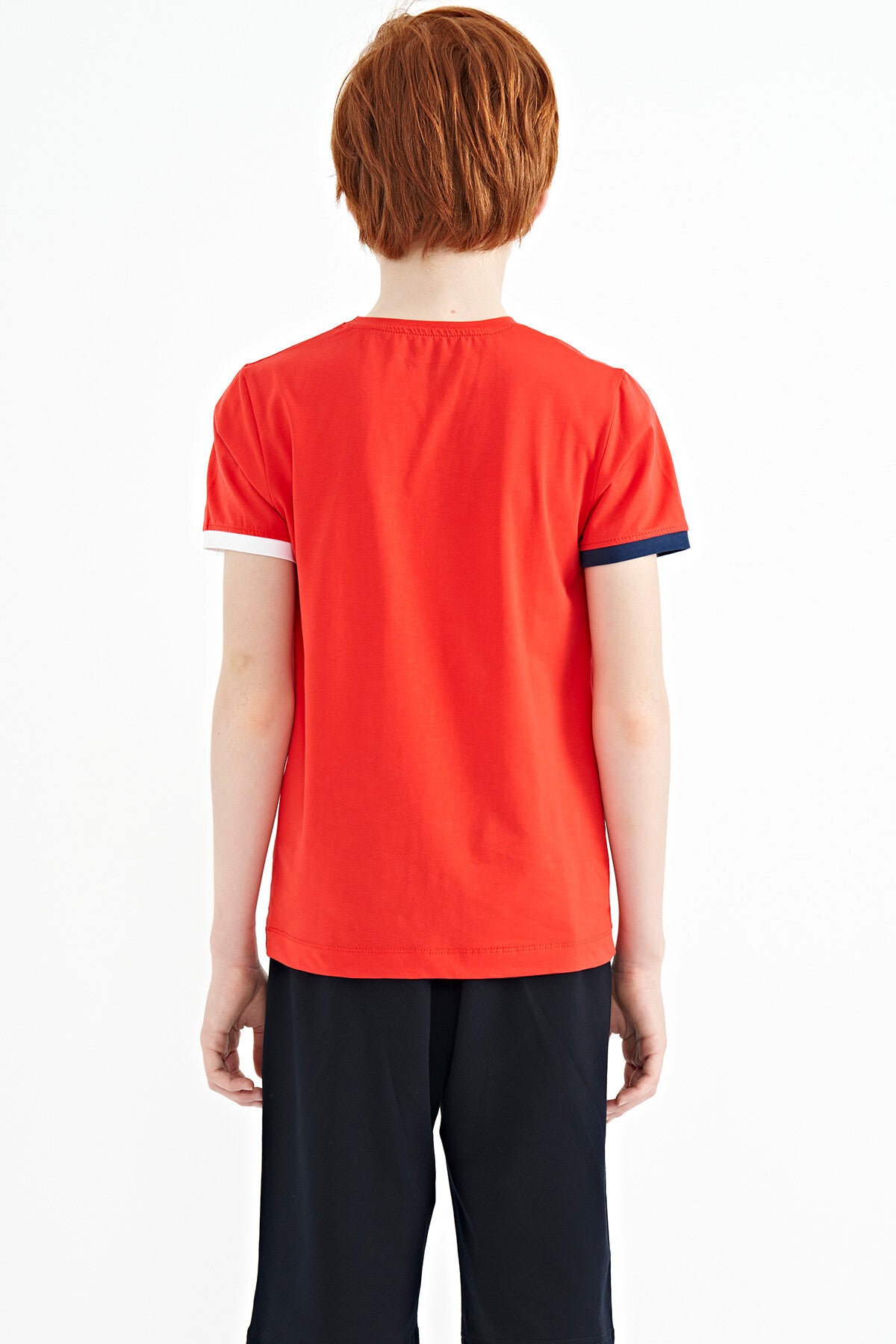 Fiesta Kol Ucu Renkli Detaylı Baskılı Standart Kalıp Erkek Çocuk T-Shirt - 11156