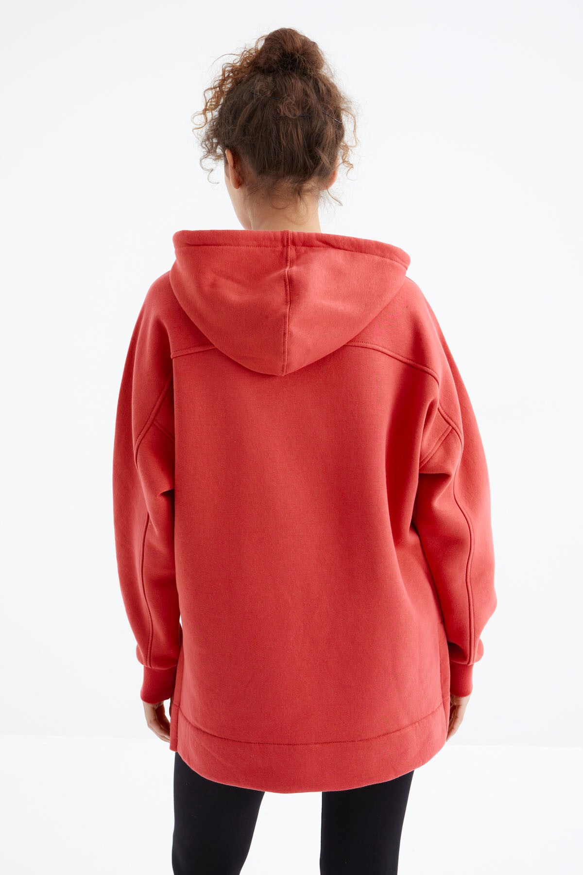 Fiesta Reglan Kol Basic Kapüşonlu Oversize Sweatshirt Tunik - 97242