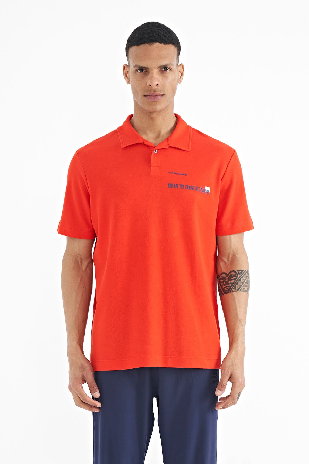 Fiesta Yazı Baskılı Standart Form Polo Yaka Erkek T-shirt - 88236