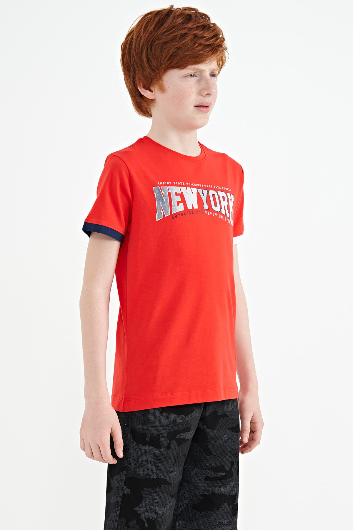 Fiesta Yazı Baskılı Standart Kalıp O Yaka Erkek Çocuk T-Shirt - 11105