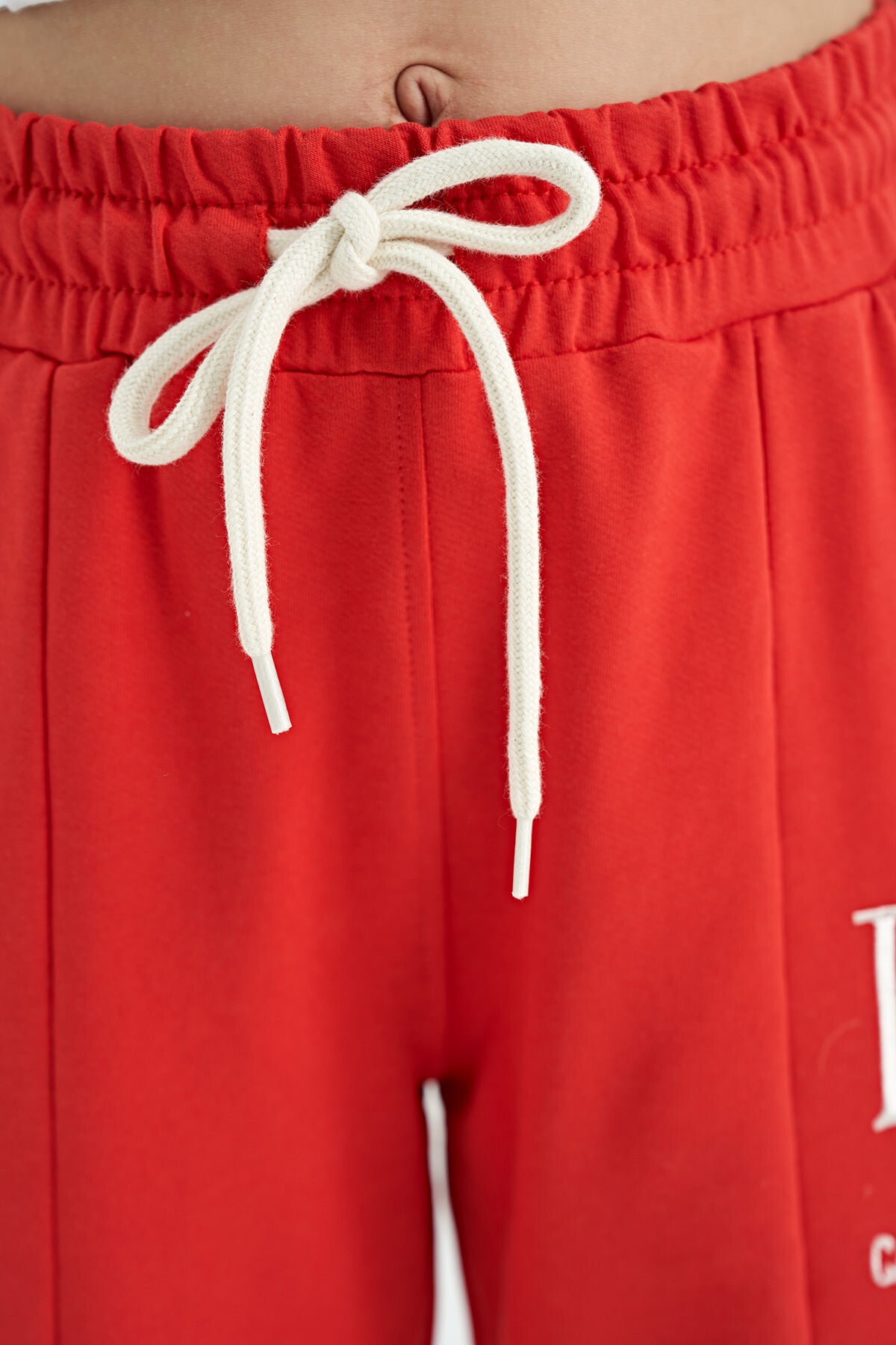 Fiesta Yazı Nakış Detaylı Bağcıklı Rahat Kalıp Kız Çocuk Eşofman Alt - 75121